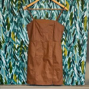 Brown Faux Leather Mini Dress